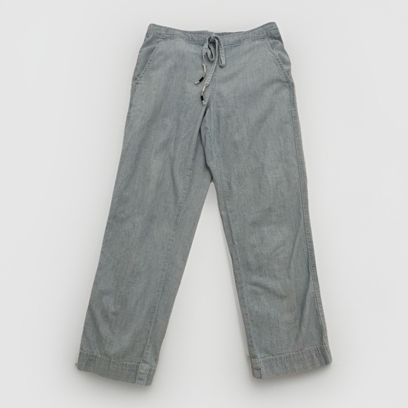 Pants - J Crew Seaside Cropped Pants Sz XS Womens Blue Cotton Chambray Drawstring Pocket
